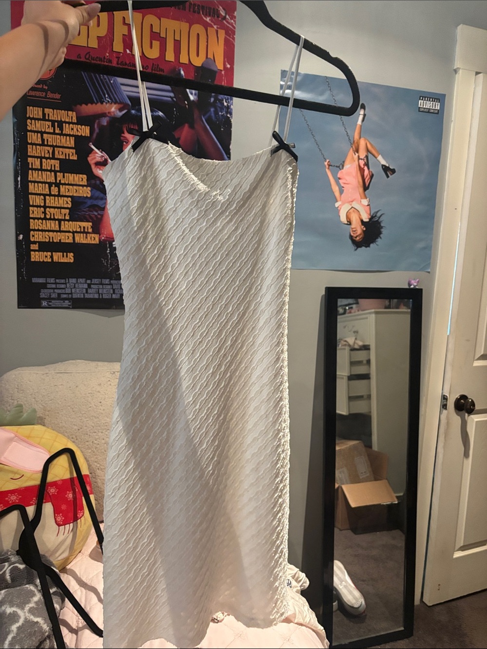 Urban Outfitters White Textured Slip Midi Dress